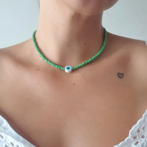 Choker Verde con ojo blanco